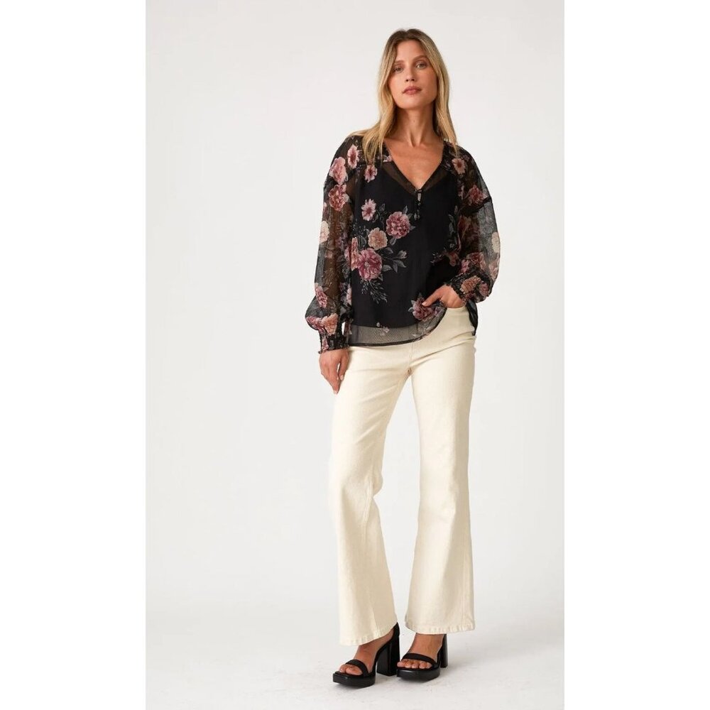 Lovestitch Dulcie Floral Blouse / Camisole in Black/Rose - Sz S - NWT